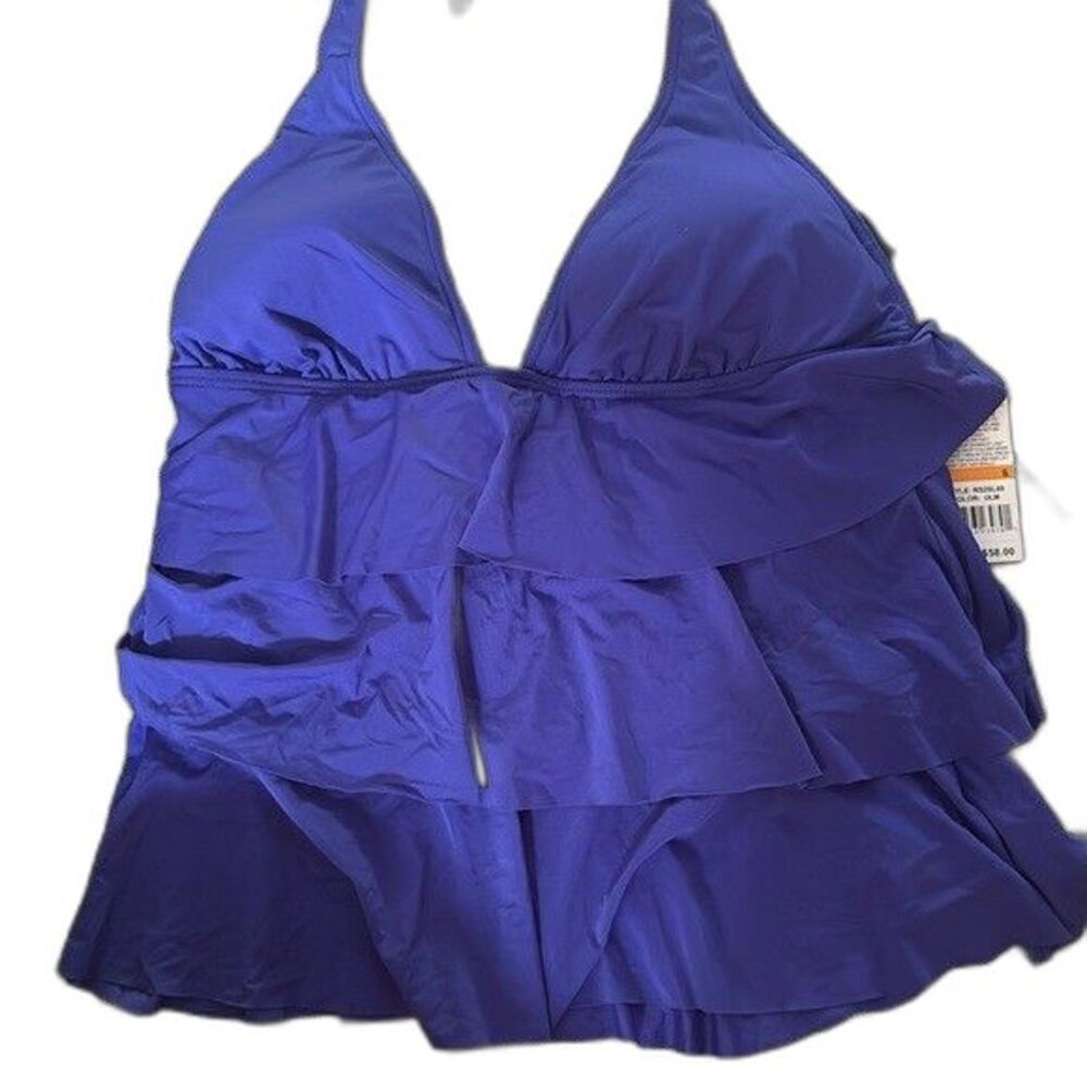 Kenneth Cole: Women’s Tiered Tankini Swim Top - Cobalt Blue, Size Small - Picture 2 of 2